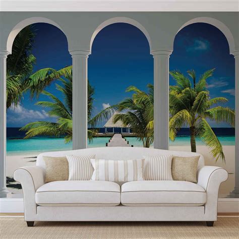 Beach Tropical Paradise Arches Wall Paper Mural Buy At Europosters