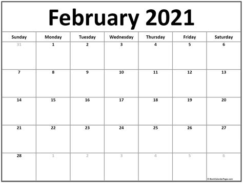 Printable February 2021 Calendar Free Free Printable Calendar Monthly
