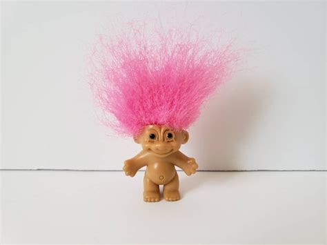 Vintage Russ Troll Doll Pin Pink Hair Troll Jewelry Gem