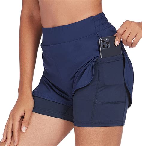 Coorun Womens 2 In 1 Running Shorts Workout Shorts With Phone Pockets