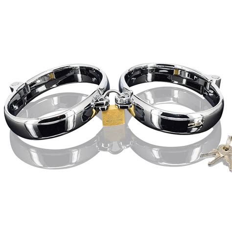 Metal Male Hand Wrist Erotic Positioning Bandage Cuffs Bracelets With Lockadult Games Sex Toys