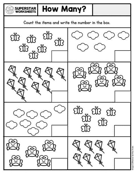 Kindergarten Counting Worksheets Superstar Worksheets Printable