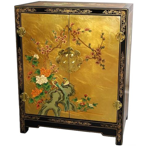 Oriental Furniture 30 In H X 24 In W Gold Wood Shoe Storage Cabinet