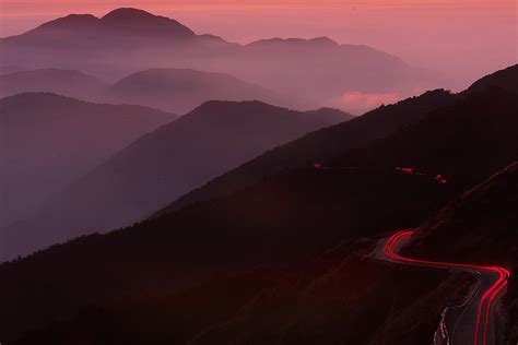 Time Lapse Photography Of Road Beside Mountains Hehuanshan Hd