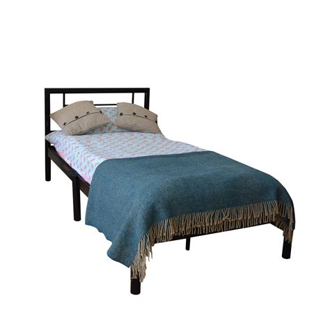 Bed slats are typically made of thin, wooden boards that lay evenly across the bed frame. Single Metal Bed Frame, Strong Wooden Slats In Black