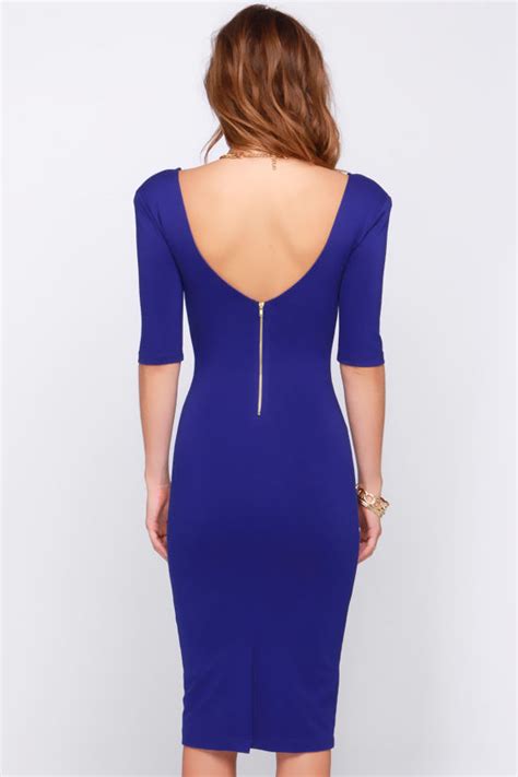 Cute Royal Blue Dress Midi Dress Bodycon Dress Cocktail Dress 44 00