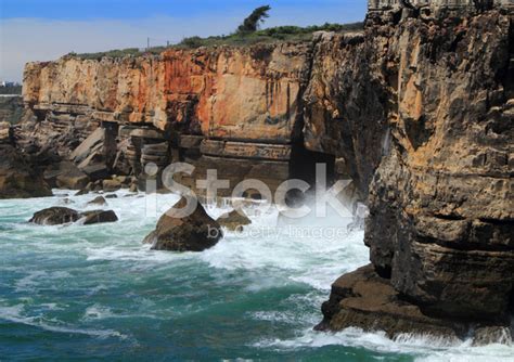 Rugged Cliff Formations Atlantic Coast Portugal Stock Photos
