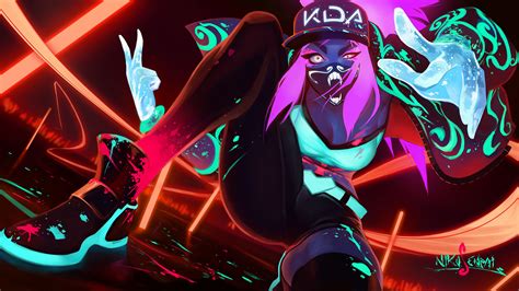 Click on the background image to visit the steam workshop page. K/DA Akali Mask Neon LoL League of Legends 4K #28411