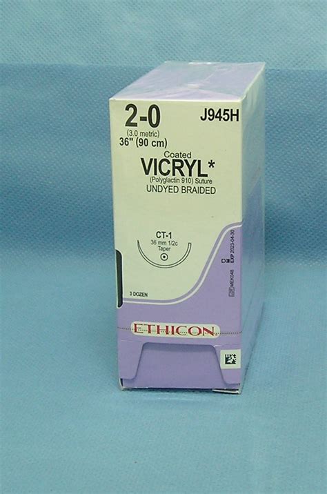 Ethicon Suture J945h Vicryl 2 0 36 Undyed Ct 1 Taper Needle Da