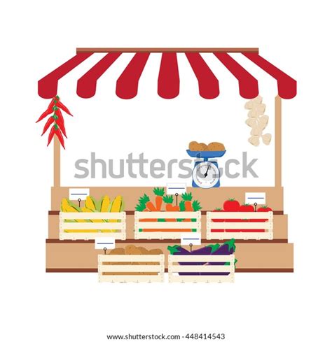 Vector Illustration Local Market Selling Vegetables Stock Vector