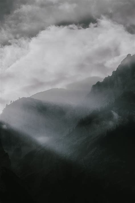 Hd Wallpaper Mountains With Midst Adventure Clouds Dark Dawn