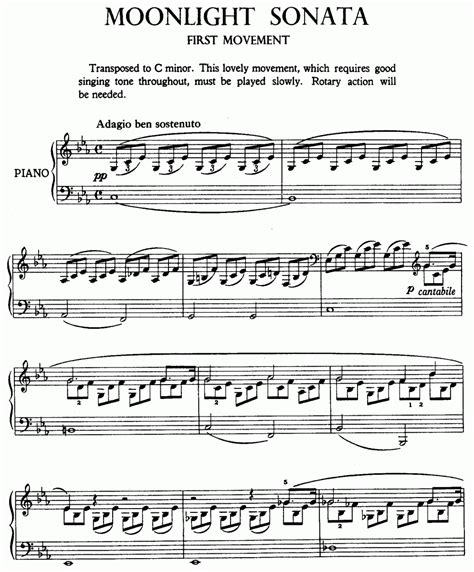 Beethoven Moonlight Sonata Sheet Music Piano Beethoven Piano Sonatas