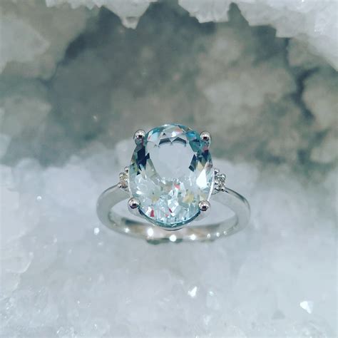 Aquamarine And Diamond Ring 18ct White Gold Dm Jewellery Design