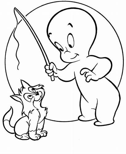 Coloring Halloween Pages Cat Ghost Casper Ghosts