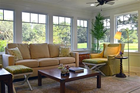 Cheerful Sunroom Features Bright Yellow Green And Floral Motif Hgtv