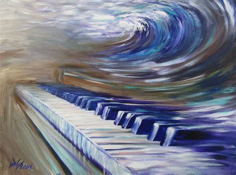 Piano Wave Of Music Painting Giclee Print Of Piano Painting Etsy