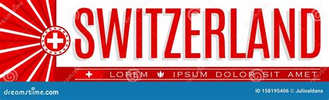 Switzerland Banner Design Typographic Vector Illustration Swiss Flag