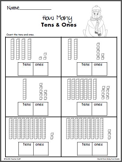 Help first graders learn and practice math with our free online math worksheets. How Many? Winter Tens and Ones - Madebyteachers