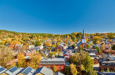 Montpelier Town Skyline In Autumn Vermont Usa Stock Photo Image Of