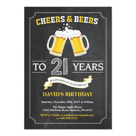 Customize your birthday party invitations. Cheers and Beers 21st Birthday Invitation Card | Zazzle.com.au