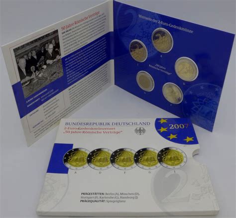 Bundesrepublik Deutschland BRD 5 X 2 Euro 2007 A J 2 Euro