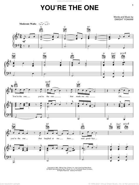 Yoakam - You're The One sheet music for voice, piano or guitar