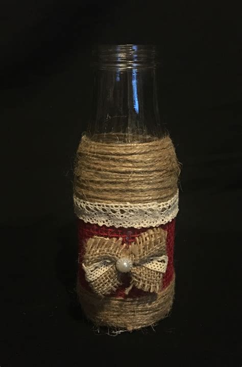 Wrapped Jute Bottles With Lace And Ribbon Set Of 3 Etsy