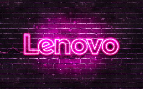 Download Wallpapers Lenovo Purple Logo 4k Purple Brickwall Lenovo
