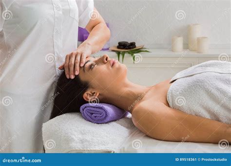 Woman Beautician Doctor Make Head Massage In Spa Wellness Center Stock Image Image Of People
