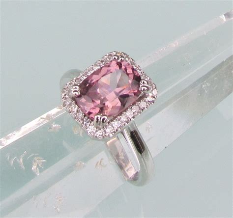 Pink Spinel In 14k White Gold Diamond Halo Engagement Ring Etsy