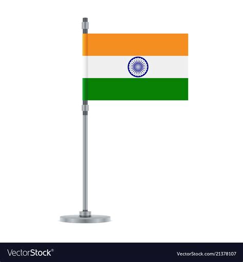 Indian Flag On The Metallic Pole Royalty Free Vector Image