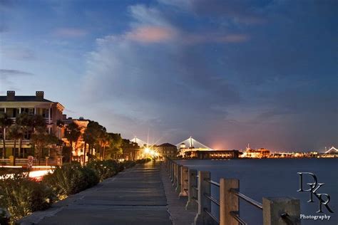 Charleston South Carolina Battery After Sunset Night Time Ravenel