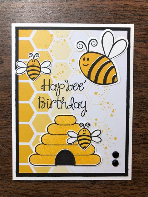 A Happy Birthday Card With Bees And Honeycombs On The Front Which