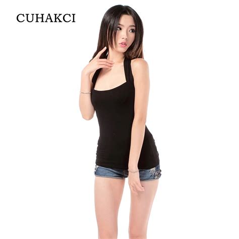 Cuhakci Women Casual Tank Tops 2019 Summer Sexy Camisole Tanks Slim Lady S Undershirt Solid