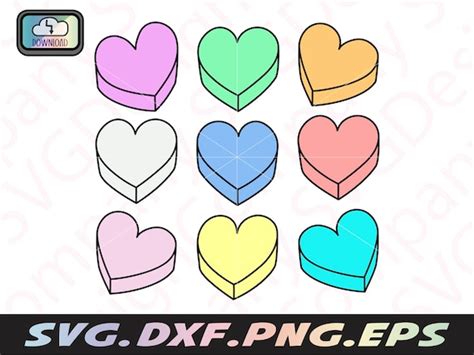 Blank Conversation Hearts Svg Blank Candy Hearts Svg For Etsy