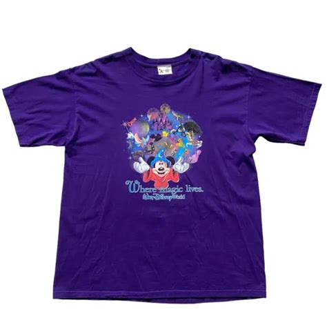 VINTAGE WALT DISNEY World Where Magic Lives Mickey Mouse Purple T Shirt Size XL PicClick