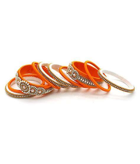 Indi Creation Wedding Traditional Bangles Set Silk Thread Orange Color Ethnic Wear Bangles For