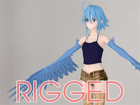 t pose rigged model of papi anime girl 3d model rigged cgtrader
