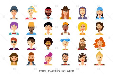 Avatars Vector People Collection Flat Cartoon On Yellow Images Creative