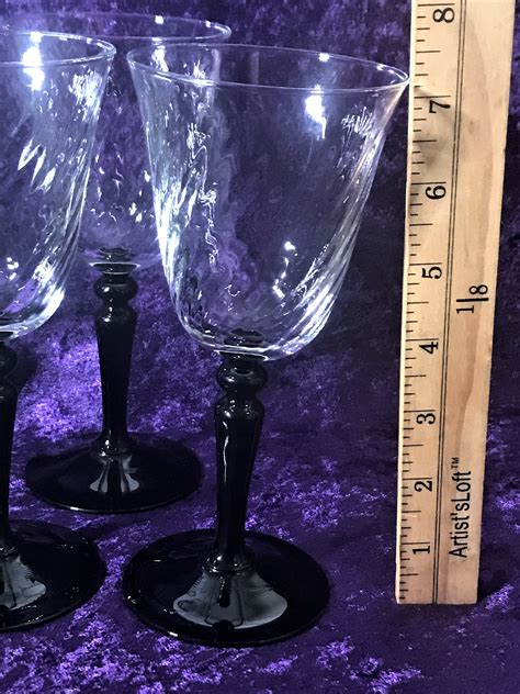 Vintage Black Pedestal Stemmed Twisted Bowl Wine Glasses Etsy