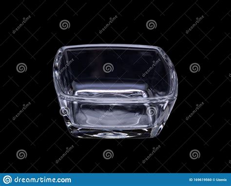 Empty Square Shaped Glass Baking Tray Isolated On A Black Background