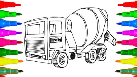 .you can slide crayon on cold planers, medium duty trucks, asphalt compactor, tire compactor, and road reclaimers! Coloring Bruder Cement Truck for Children | Coloring Pages ...