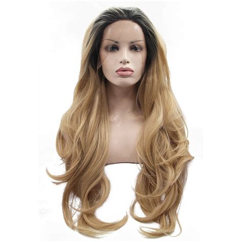 Sylvia Natural Wave Wigs Blonde Synthetic Lace Front Wig Dark Roots