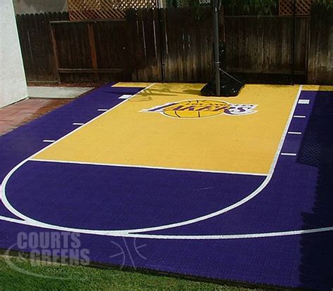 A Custom Backyard Half Court Basketball Court For The True Lakers Fan
