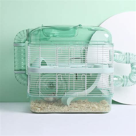 Transparent Double Layer Hamster Cage Villa Castal Pet Nest Small Pet