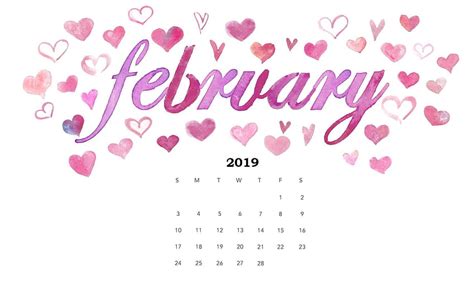 Watercolor February 2019 Calendar Hd Wallpaper Pxfuel