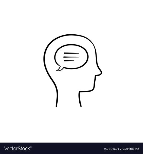 Think Bubble In Humans Head Hand Drawn Outline Vector Image