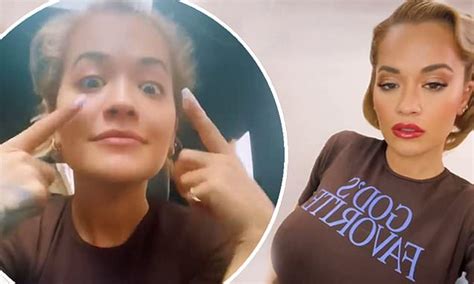 rita ora goes makeup free and dons a skintight top as she shares a glamorous transformation video