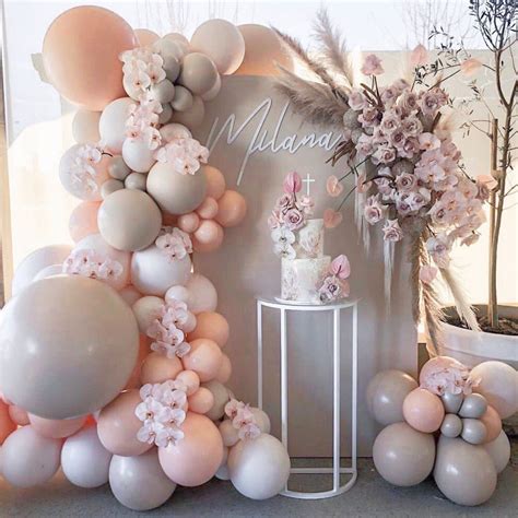 95 Pcs Macaron Peach Gray Balloon Garland Arch Birthday Party Etsy In 2020 Girl Shower