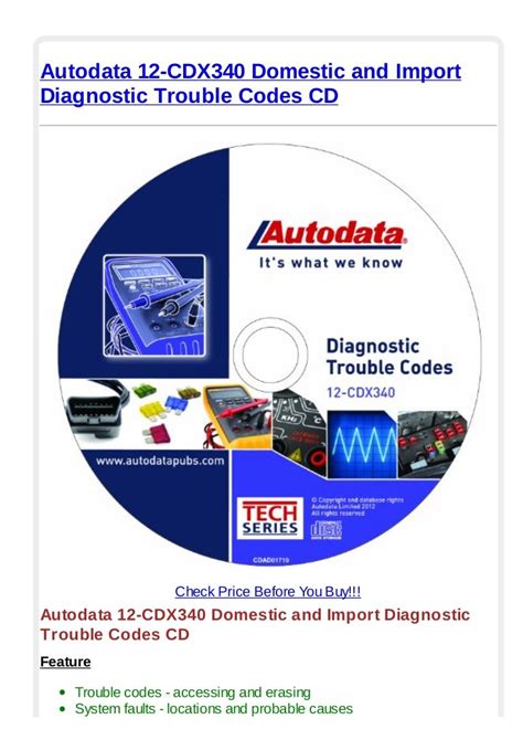 Autodata 12 Cdx340 Domestic And Import Diagnostic Trouble Codes Cd